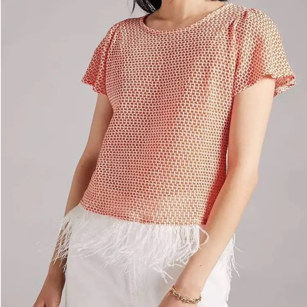 Anthropologie Eva Franco Feathered Top Sz M